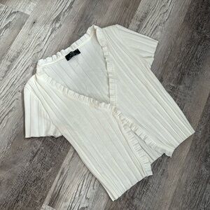 White Bershka button up tee